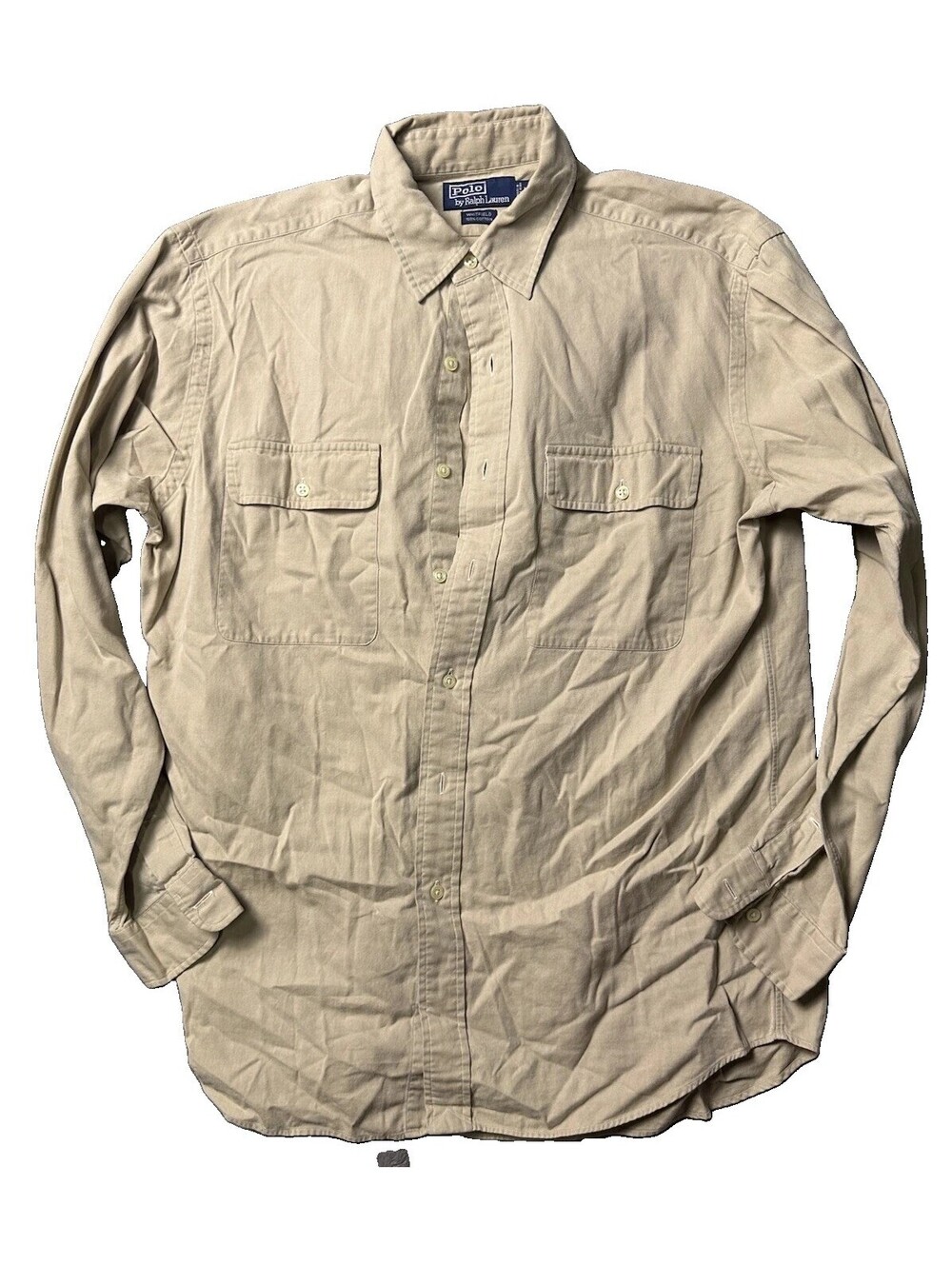 Polo Ralph Lauren Whitfield Shirt Mens M Khaki Tan Military Safari Workwear